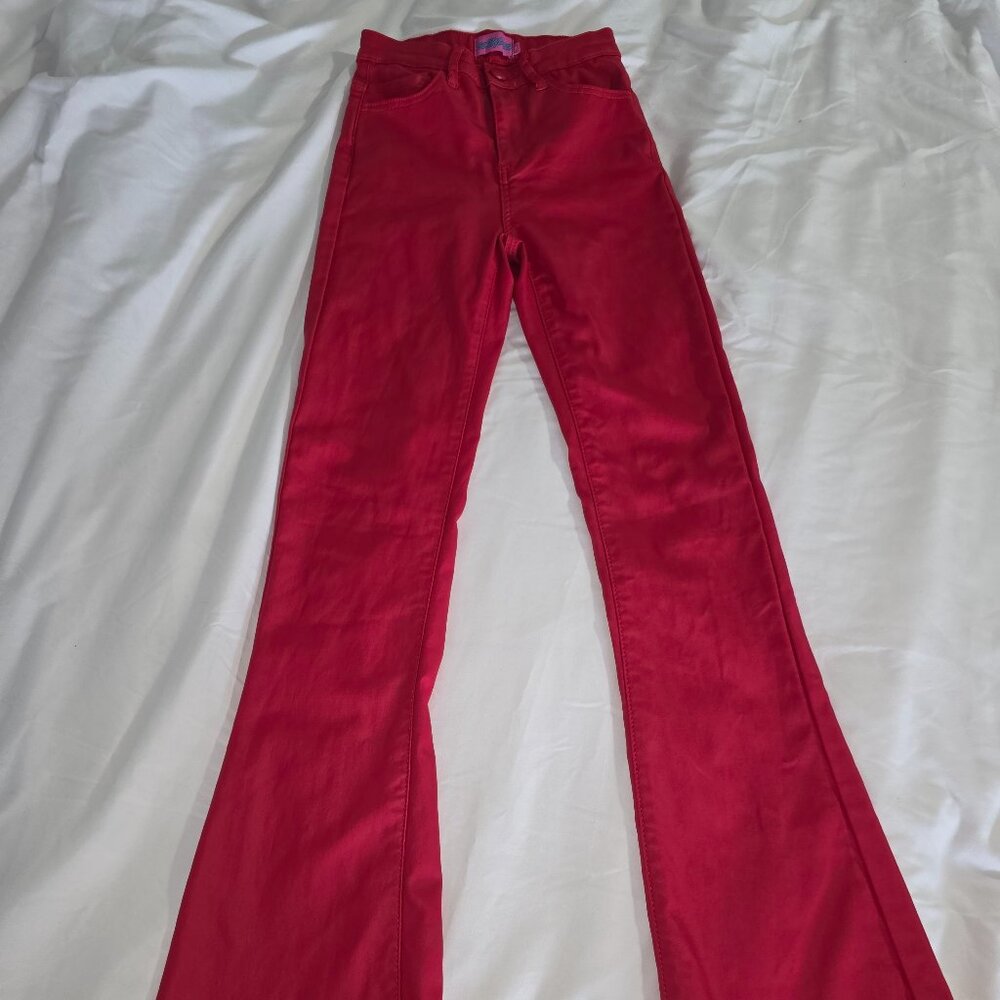 Edikted red flare (faux leather) pants size XS